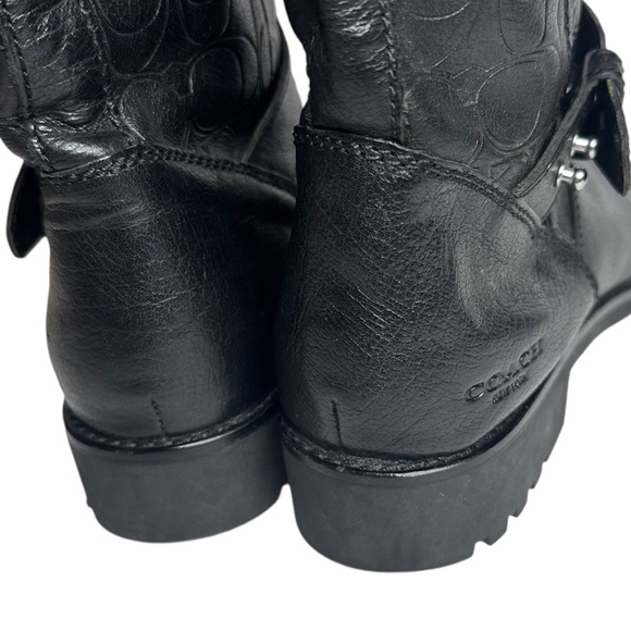 Coach Womens Virginia Genuine Leather Black Mid Calf Pull On Boots Size 8 - Picture 10 of 11